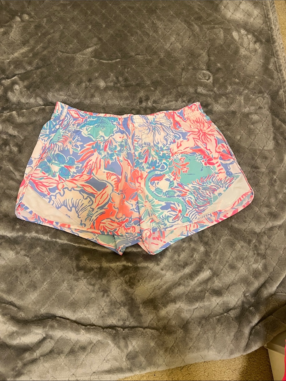 Lilly Pulitzer Pastel Floral Athletic Shorts - Pink & Aqua